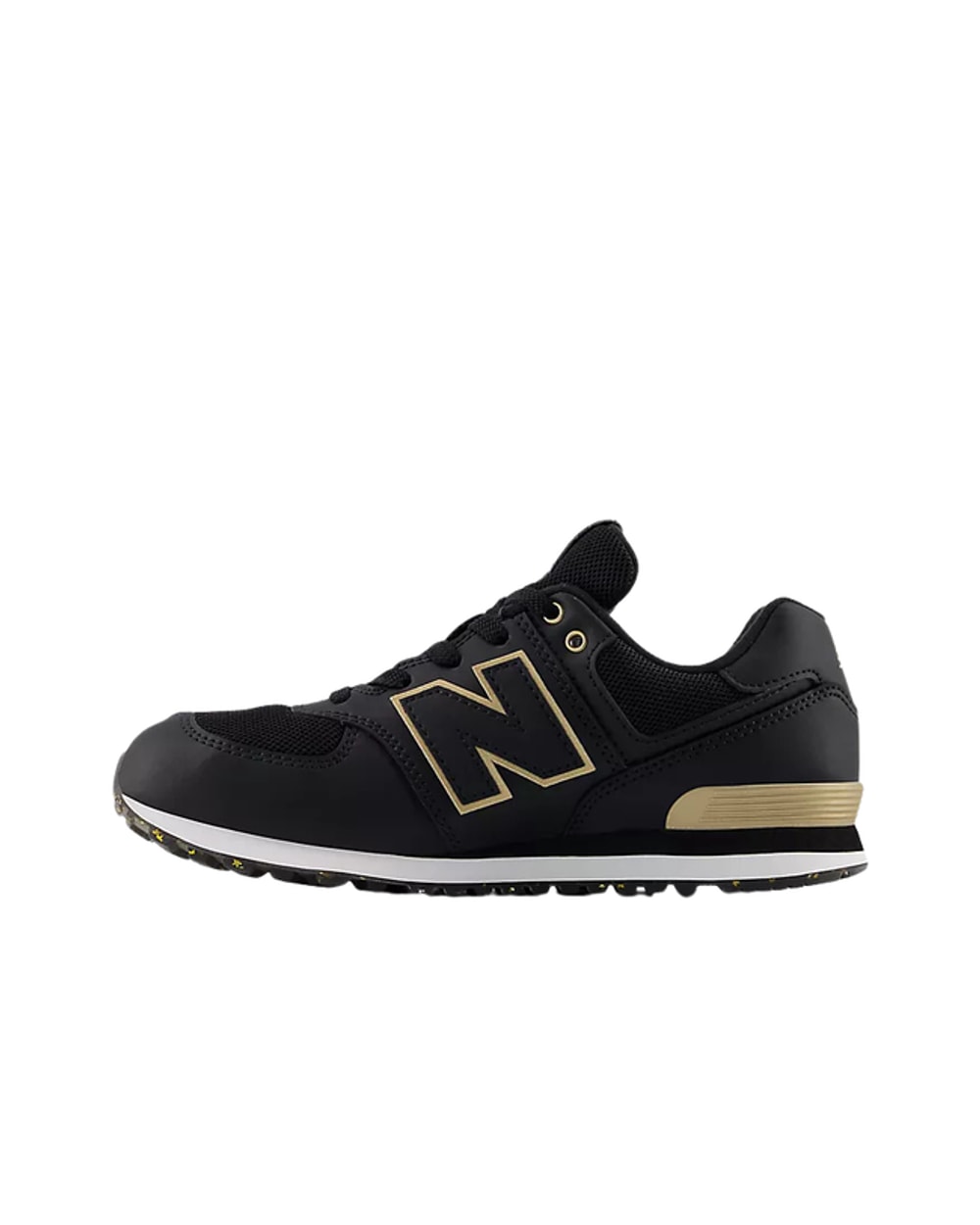 New Balance Kid's 574 - Black/Gold medial side