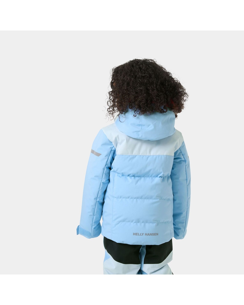 Helly Hansen Kids' Vertical Insulated Ski Jacket, Bright Blue, on-model back
