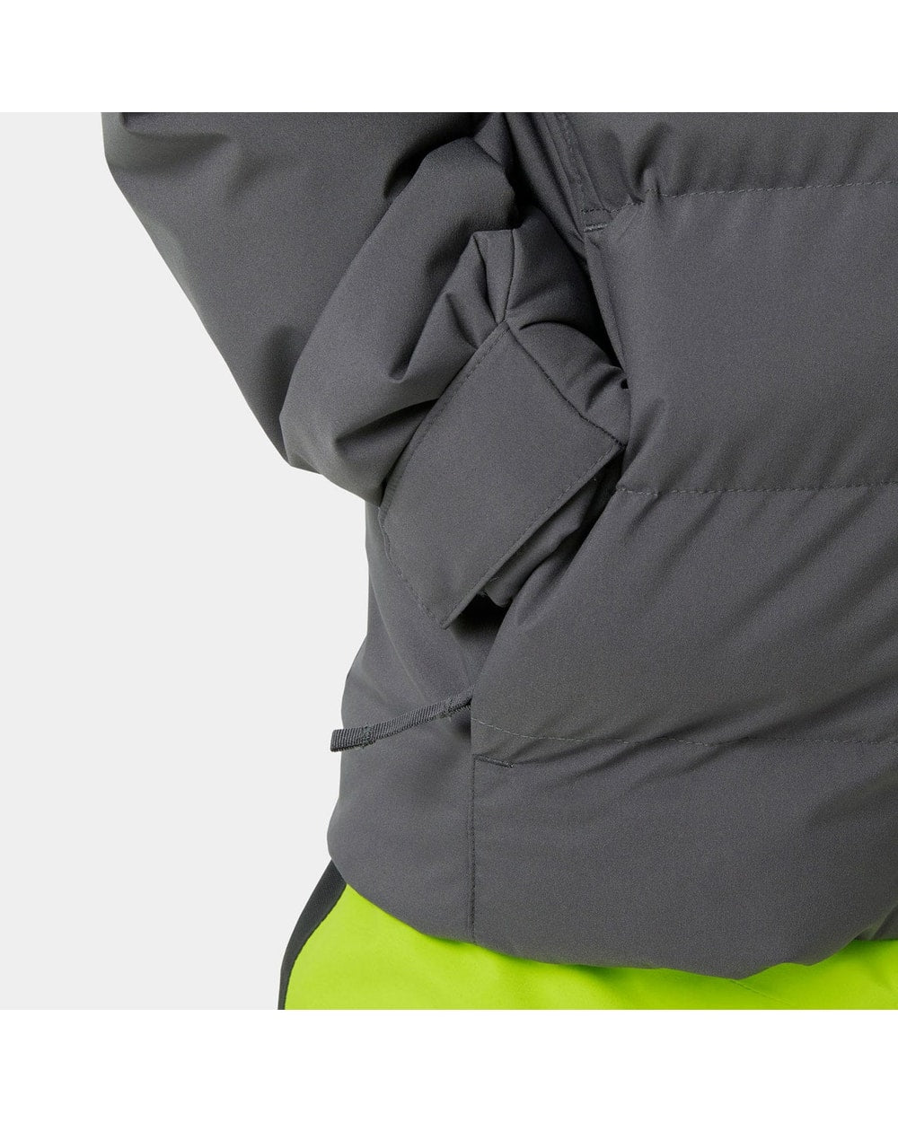 Helly Hansen Kids' Vertical Insulated Ski Jacket, Thunder Grey, pocket detail
