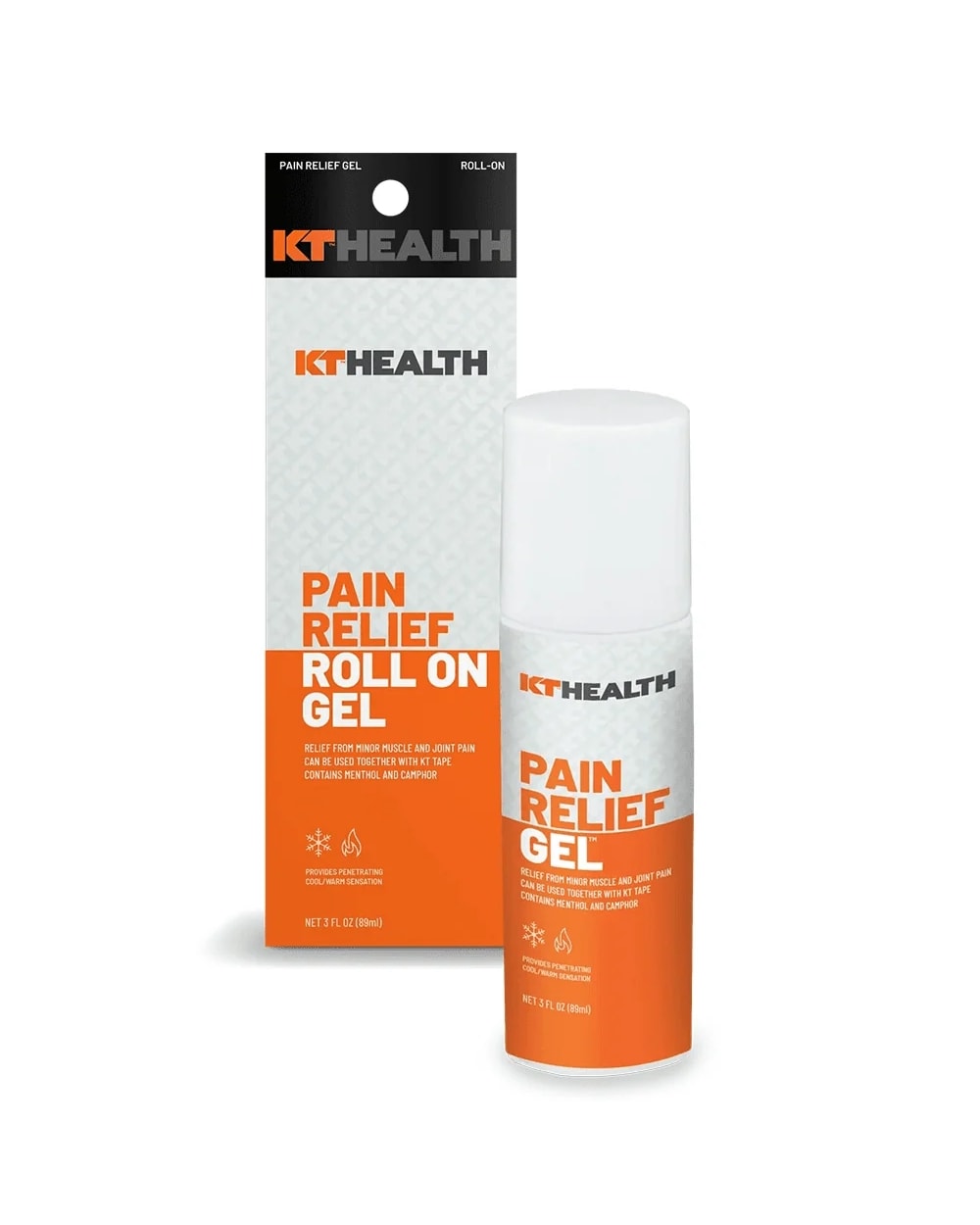 KT Health Pain Relief Roll-On Gel bottle with retail packaging