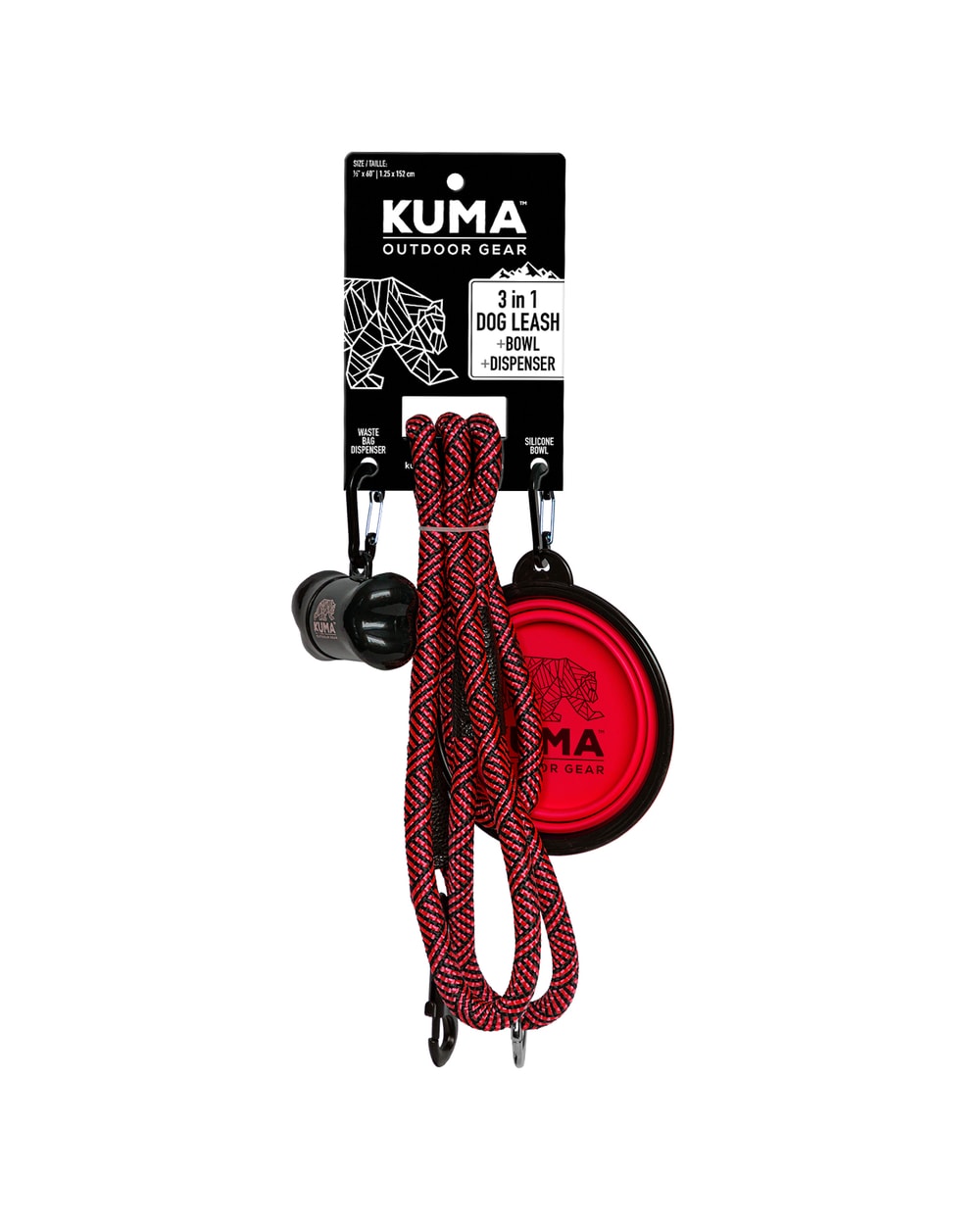 Kuma 3-in-1 Dog Leash - RED/BLACK