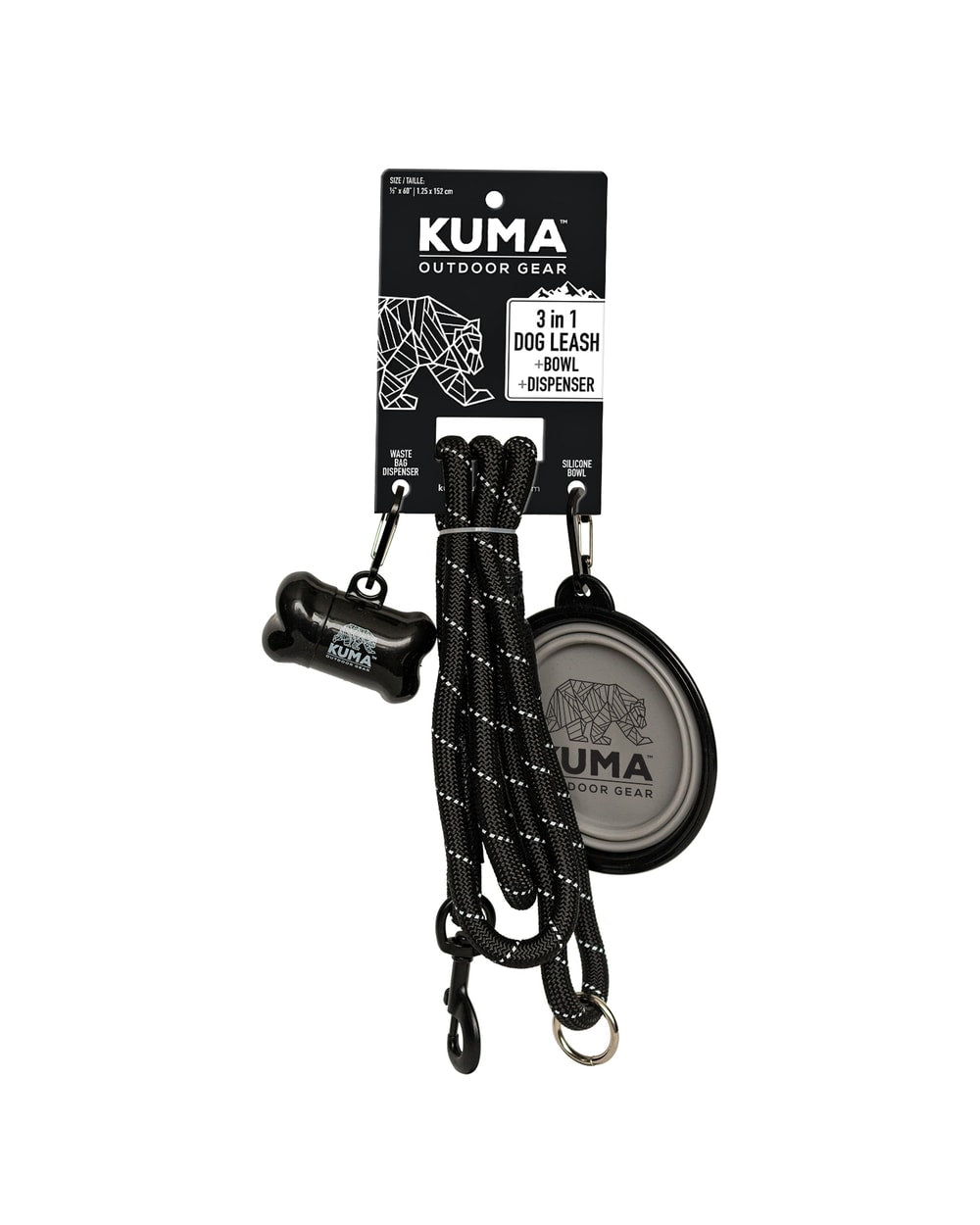 Kuma 3-in-1 Dog Leash - BLACK/GREY