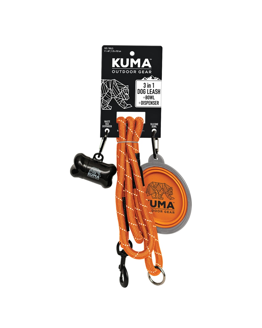 Kuma 3-in-1 Dog Leash - ORANGE/GREY