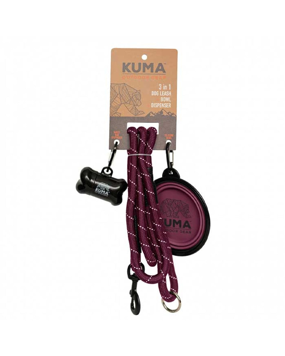 Kuma 3-in-1 Dog Leash - PURPLE/GREY
