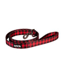 Kuma Lazy Bear Dog Leash - RED PLAID/BLACK