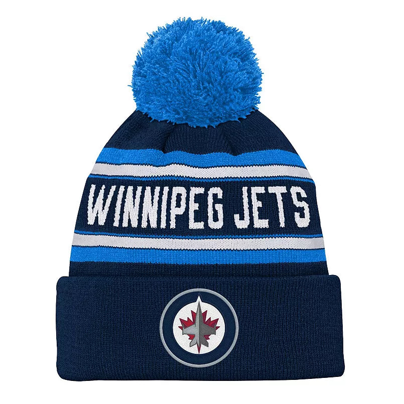 Outerstuff Youth Winnipeg Jets Jacquard Knit Cuffed Toque with Pom