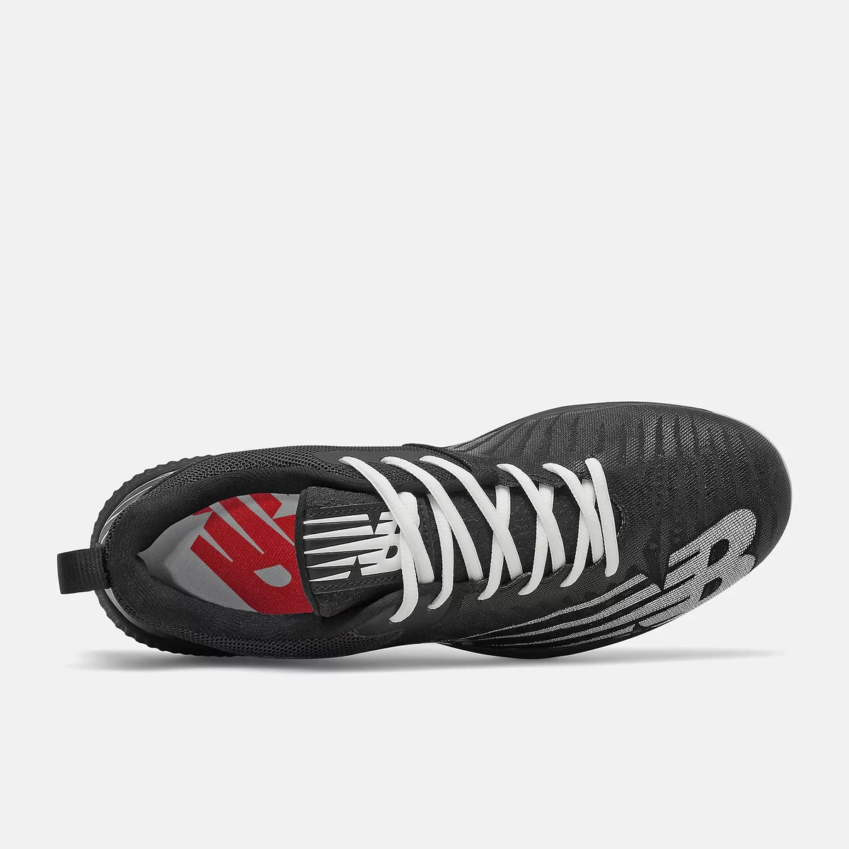New Balance L4040BK6 low metal cleat black/white, angle 2