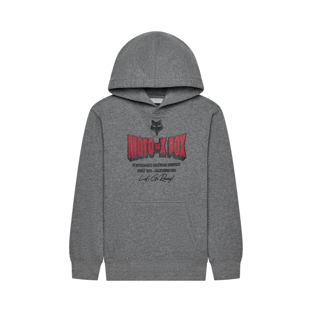 Fox Youth Go Race Fleece Pullover Hoodie - Heather Graphite - front