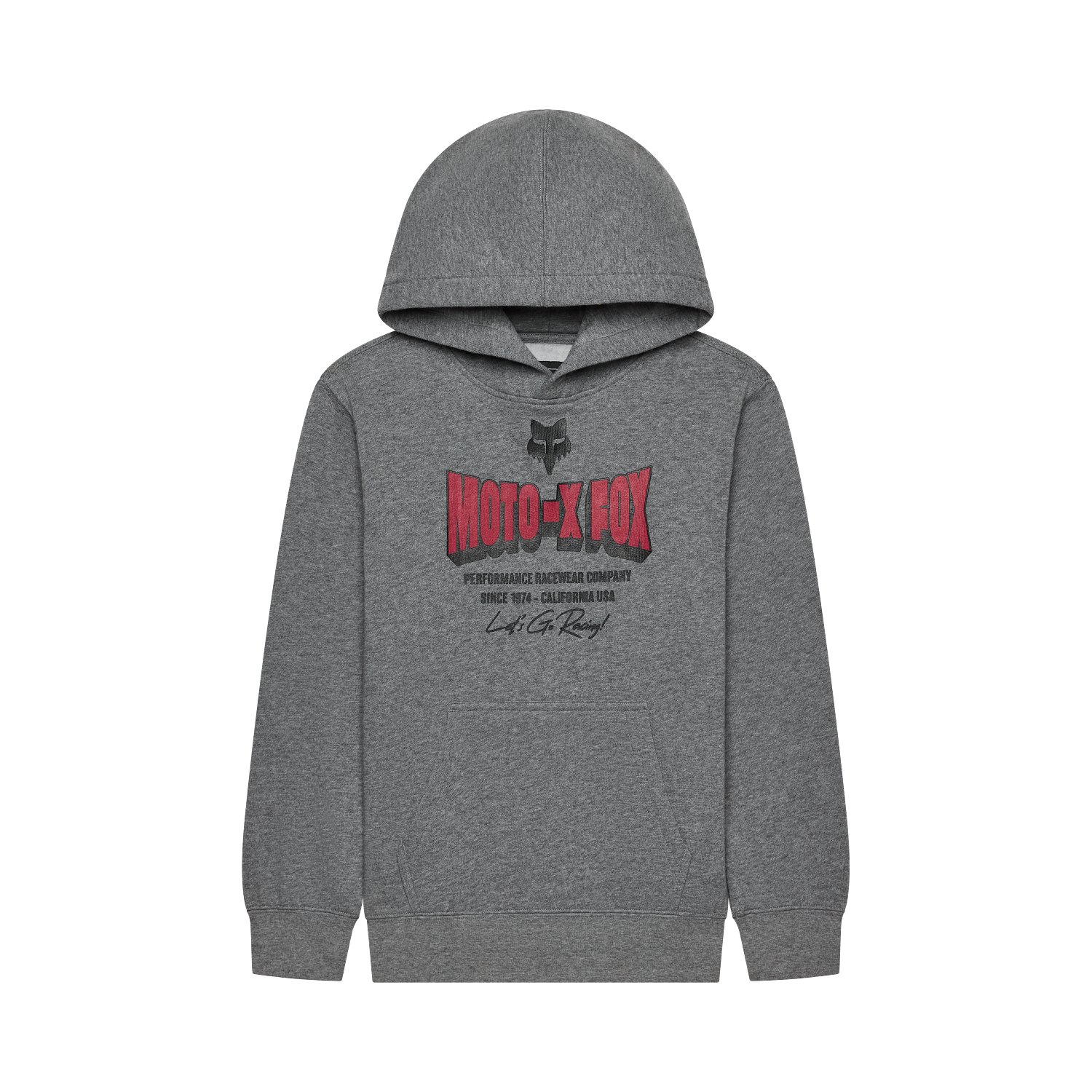 Fox Youth Go Race Fleece Pullover Hoodie - Heather Graphite - front