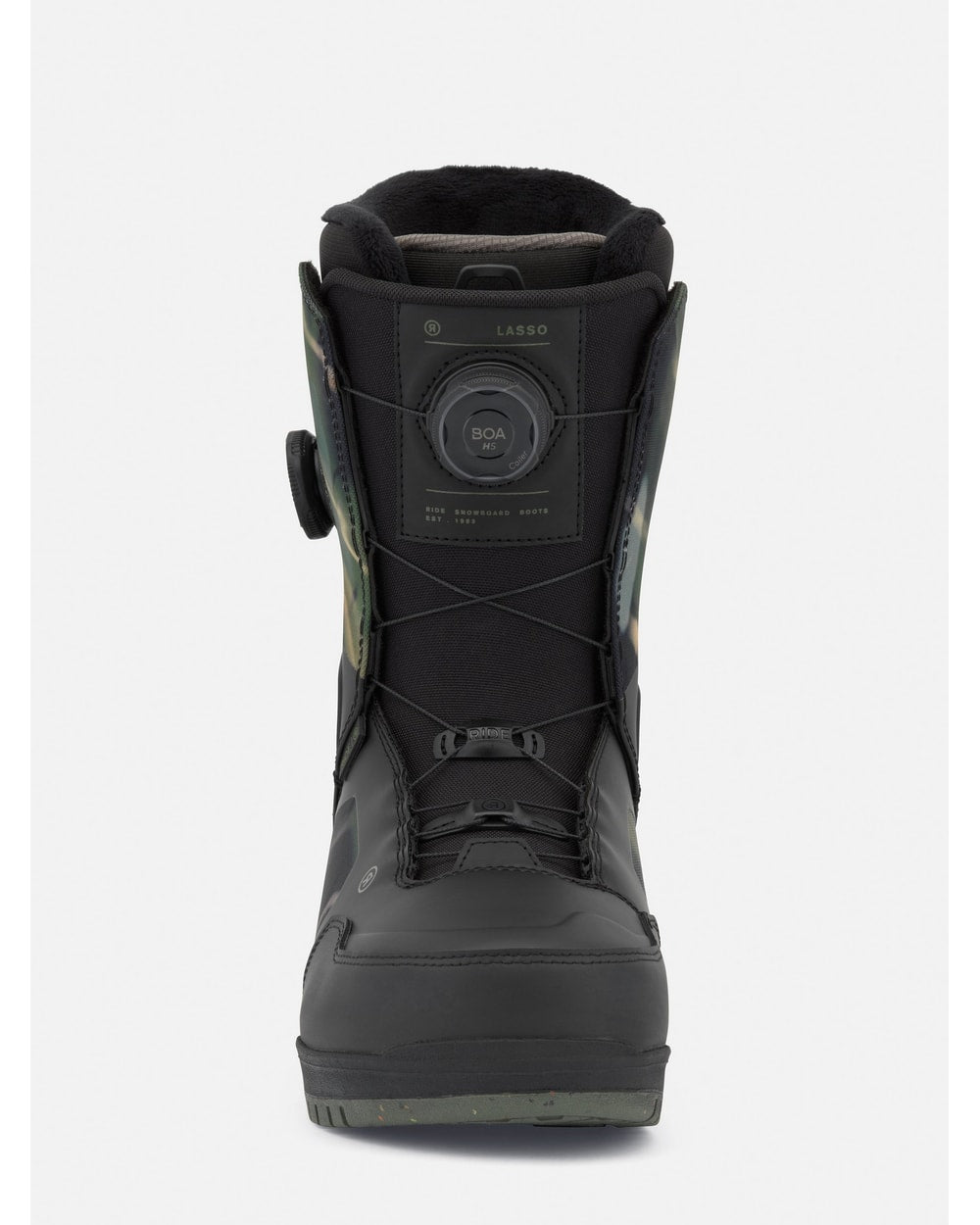 RIDE Lasso snowboard boot in Camo, side view