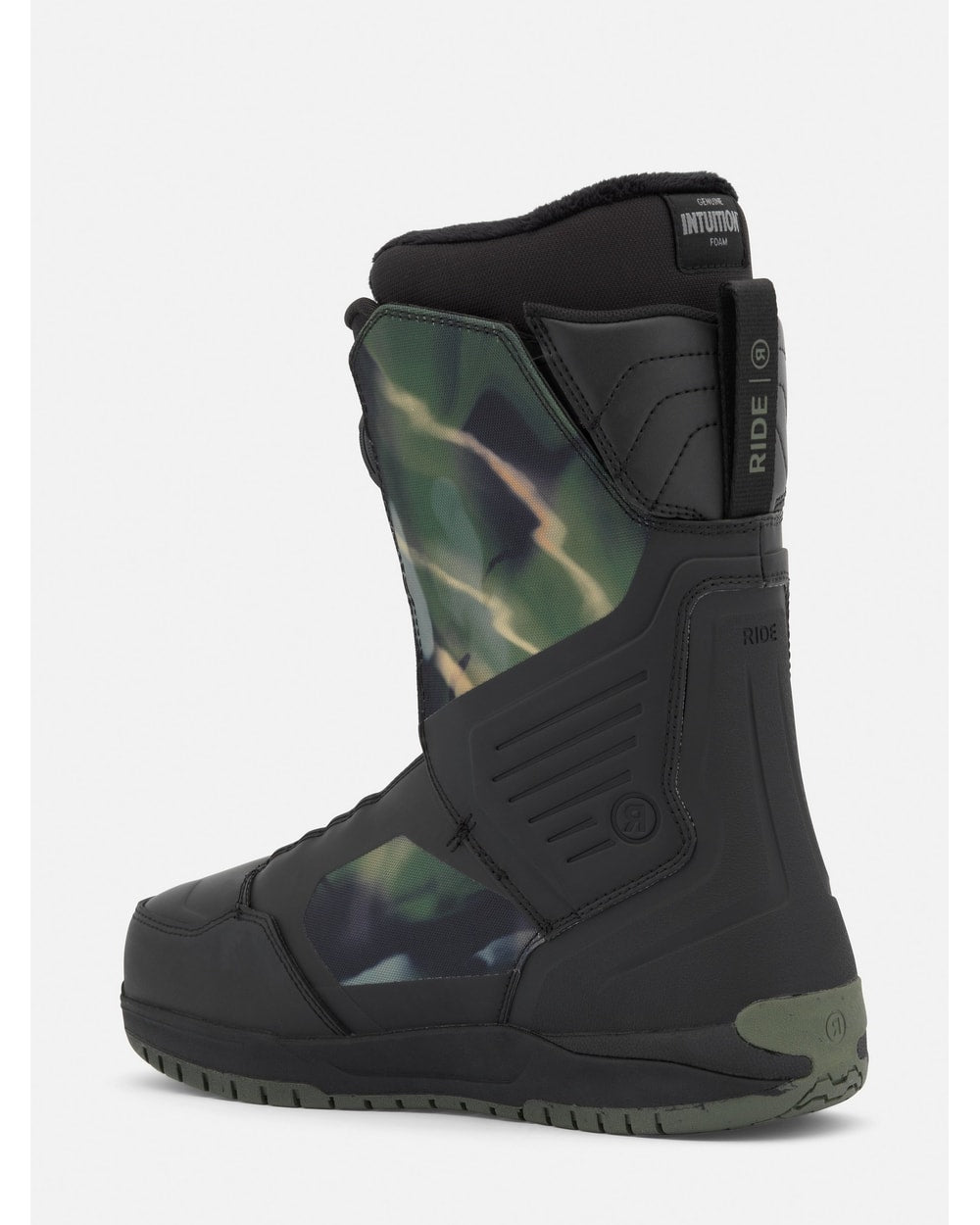 RIDE Lasso snowboard boot in Camo, rear view