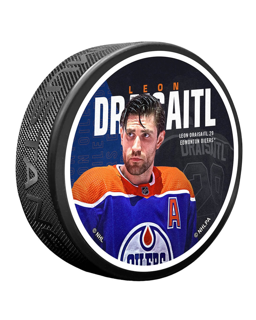 Mustang Leon Draisaitl Edmonton Oilers Textured Centerfold Puck