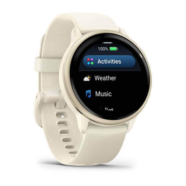 Garmin Vivoactive 6 GPS Smartwatch - LUNAR GOLD, left angle view