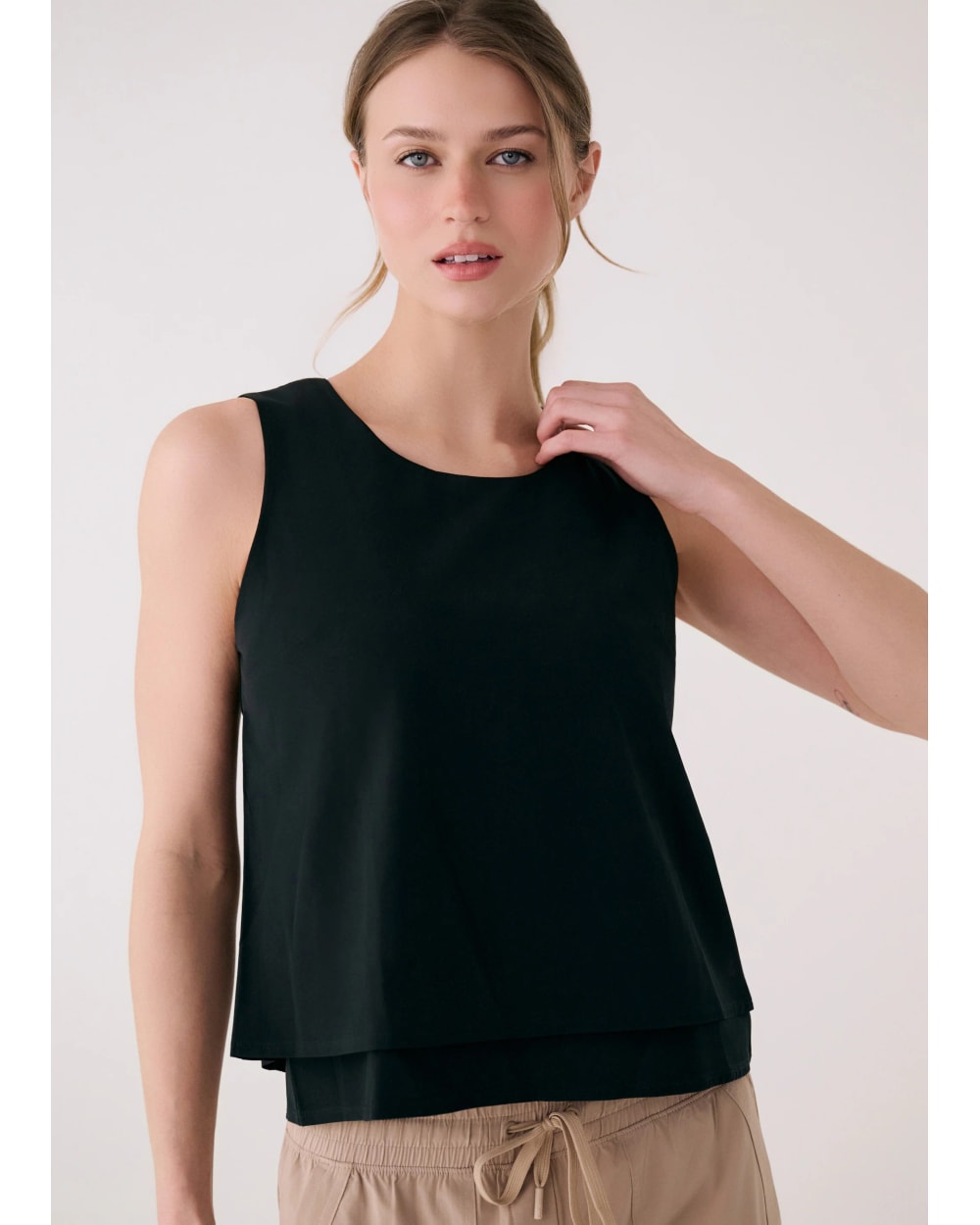 Lole Olivie Layered Tank Black - front