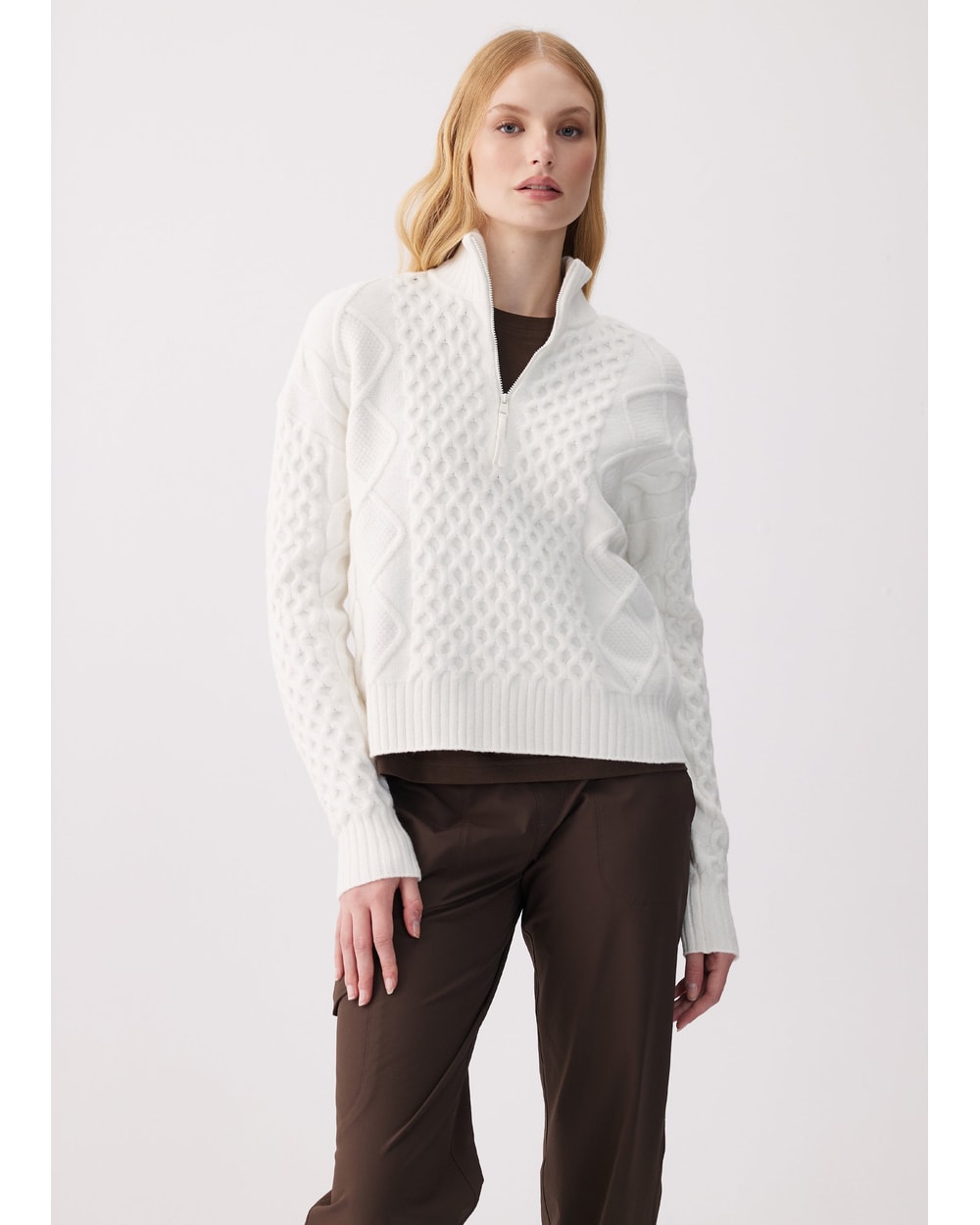 Lole Women's Camila 1/2 Zip Sweater - BIRCH