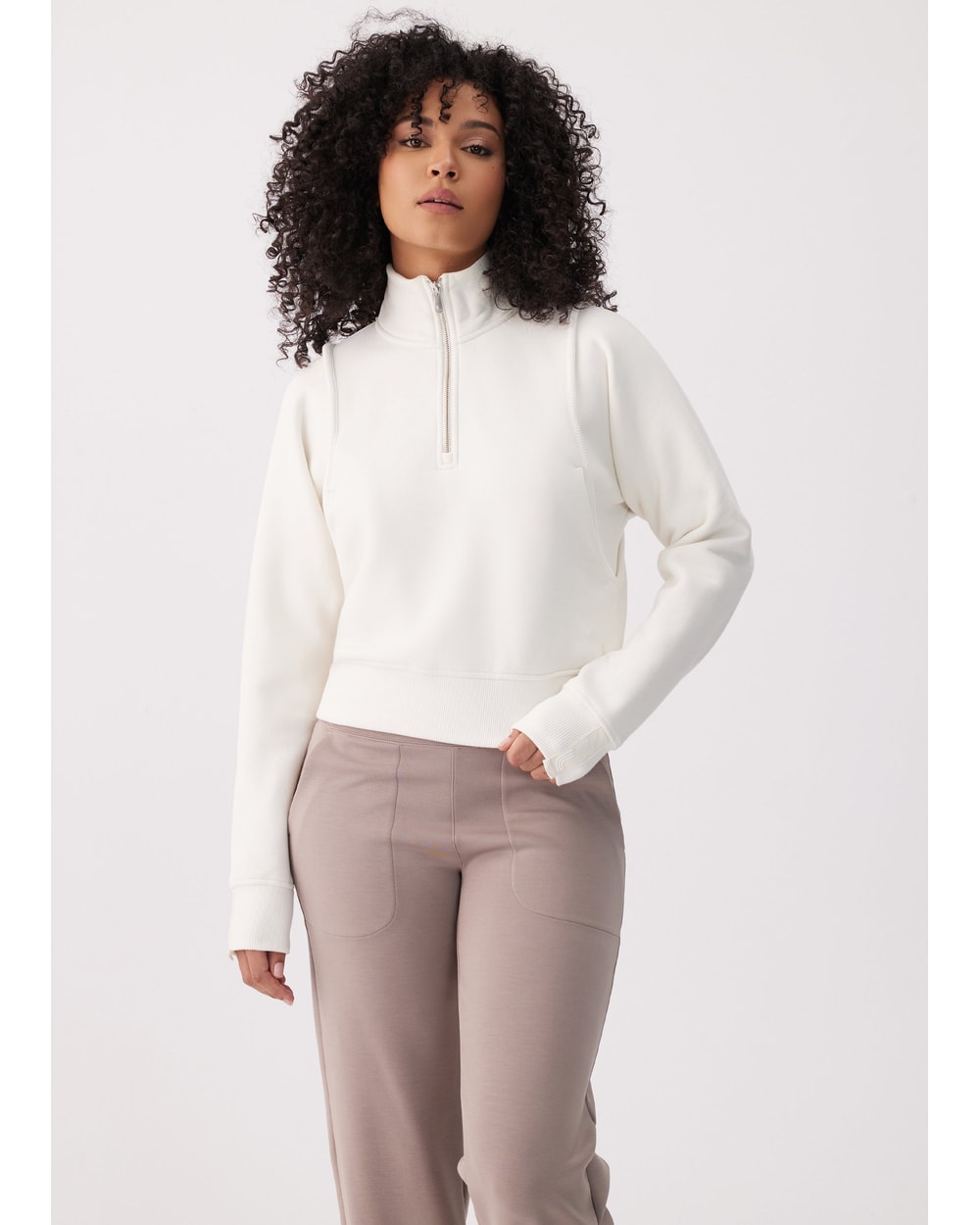 Lole Women's Icone Max Half Zip Top - BIRCH