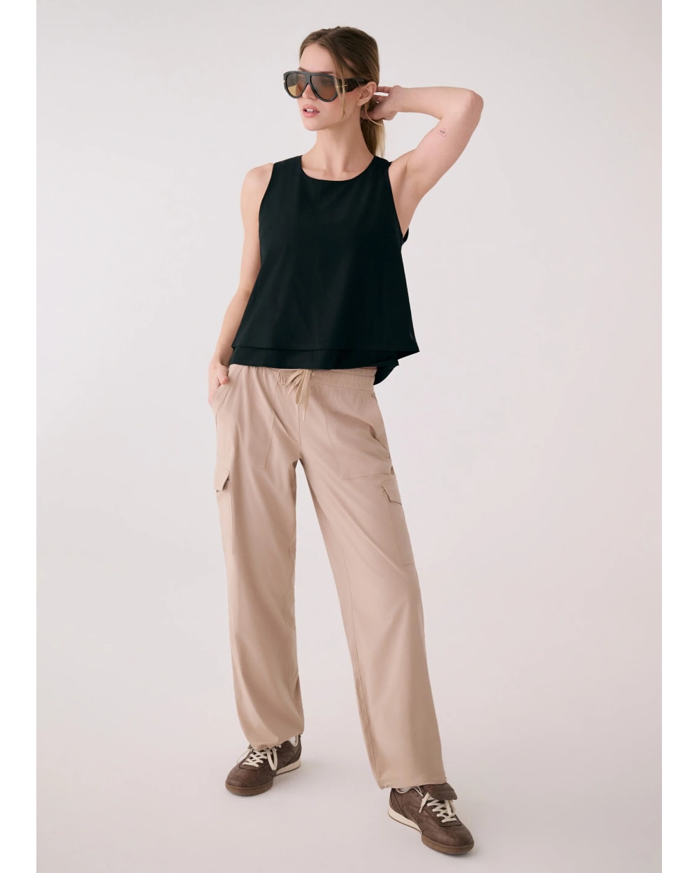 Lole Olivie Layered Tank Black - full length