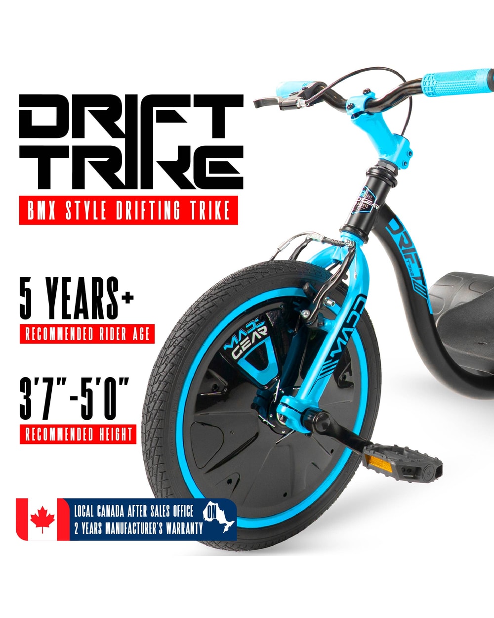 Madd Gear Drift Trike - BLACK/BLUE, features overview