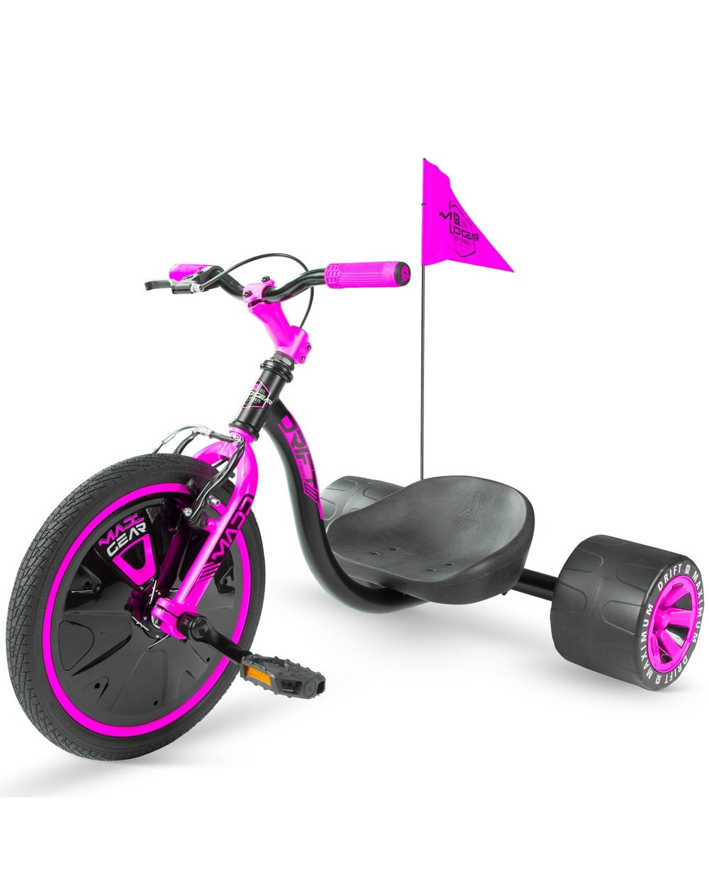 Madd Gear Drift Trike - PINK/BLACK, front three-quarter view