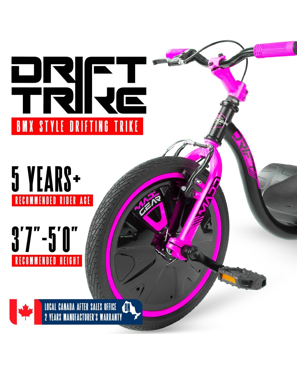 Madd Gear Drift Trike - PINK/BLACK, features overview