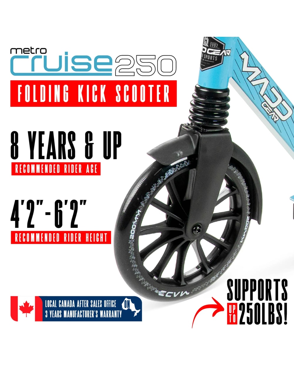 Madd Gear Metro Cruise 250 Kick Scooter with Suspension