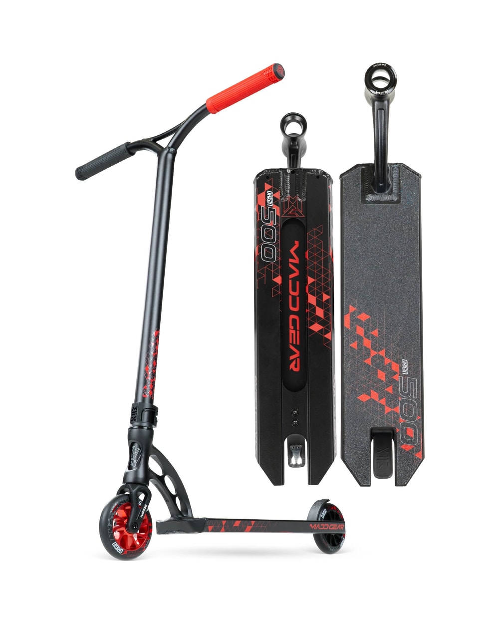 Madd Gear Origin 500 Pro Stunt Scooter - BLACK/RED, front view