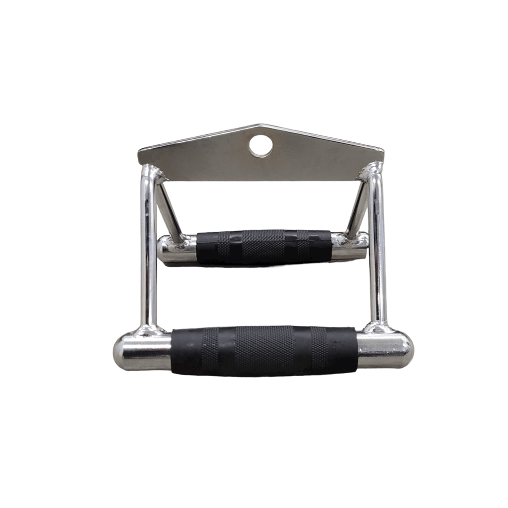 MD Buddy Chinning Triangle - Low Row TPR Handle - Chrome/Black, front view