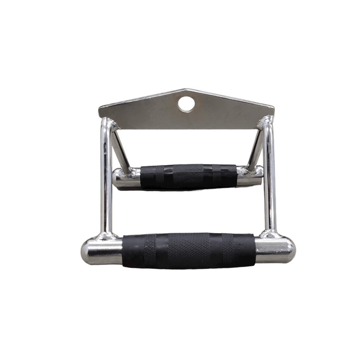 MD Buddy Chinning Triangle - Low Row TPR Handle - Chrome/Black, front view