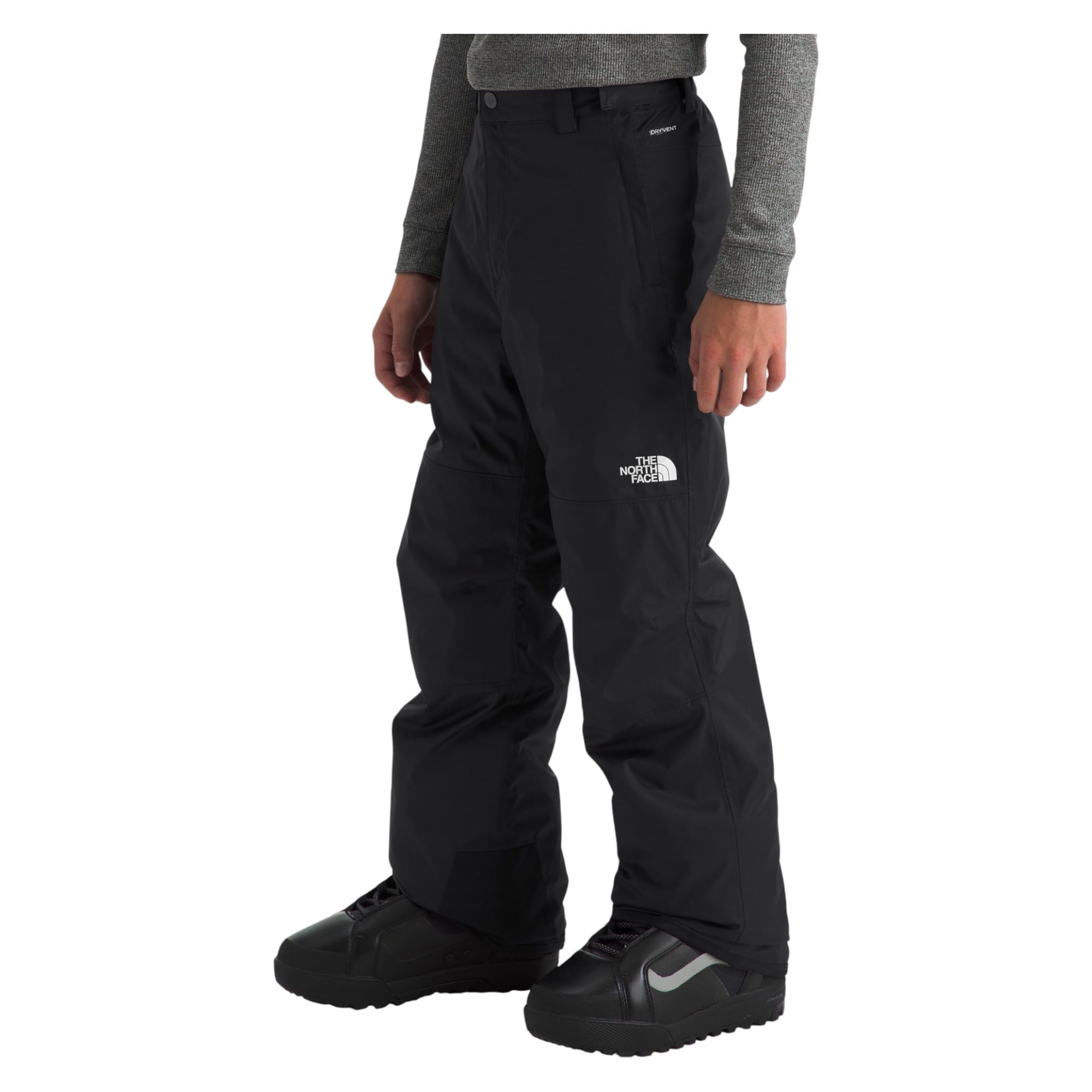 The North Face Boys' Freedom Insulated Pant, black, side on model