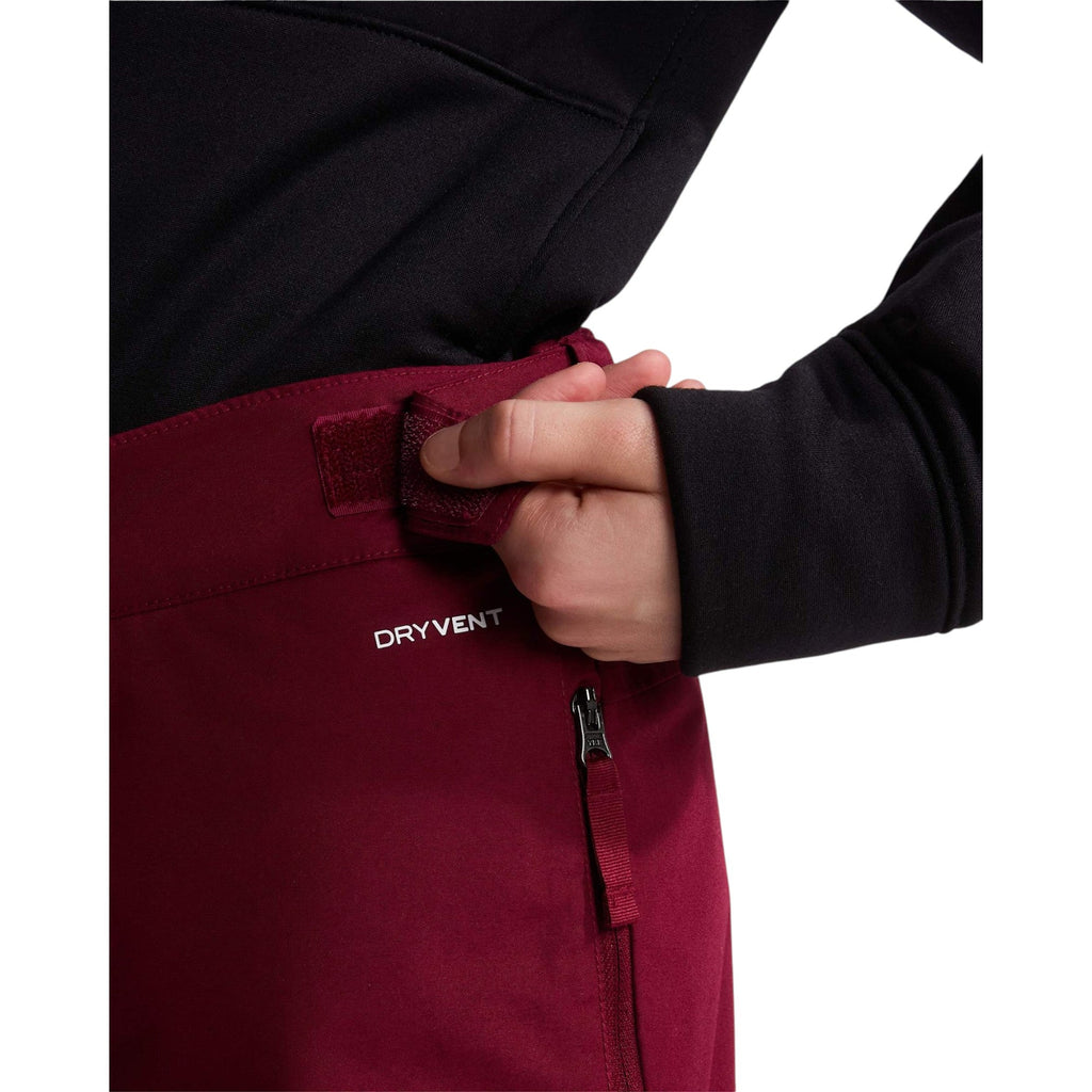 The North Face Girls' Freedom Insulated Pant in Burgundy Crush, DryVent hand pocket detail