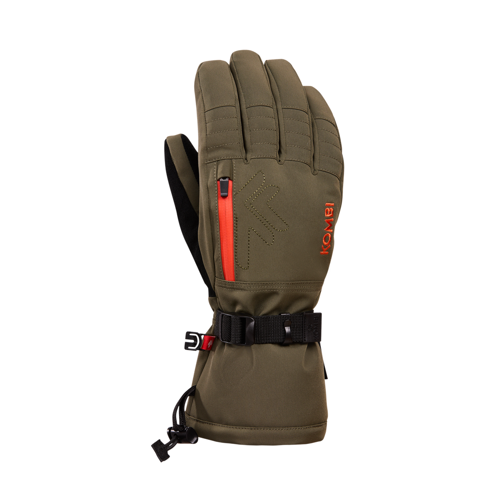 Kombi Trek Gloves - Fern with Kombi Red