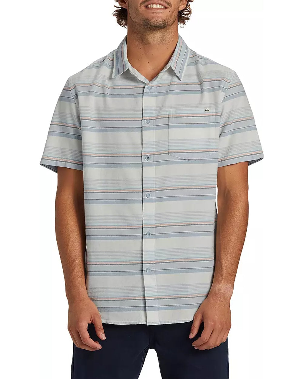Men's Oxford Stripe Classic Short Sleeve Woven Shirt