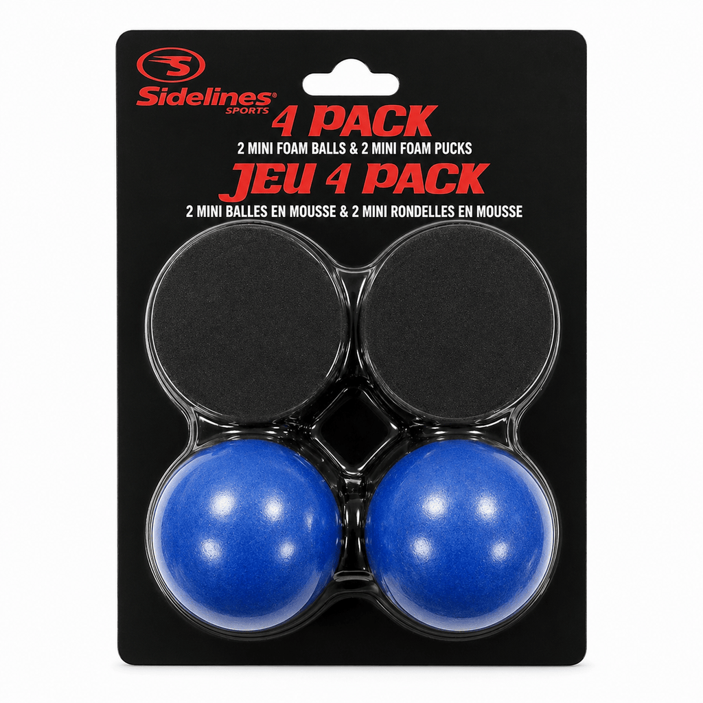 Sidelines Sports Foam Mini Balls & Pucks - 4 Pack