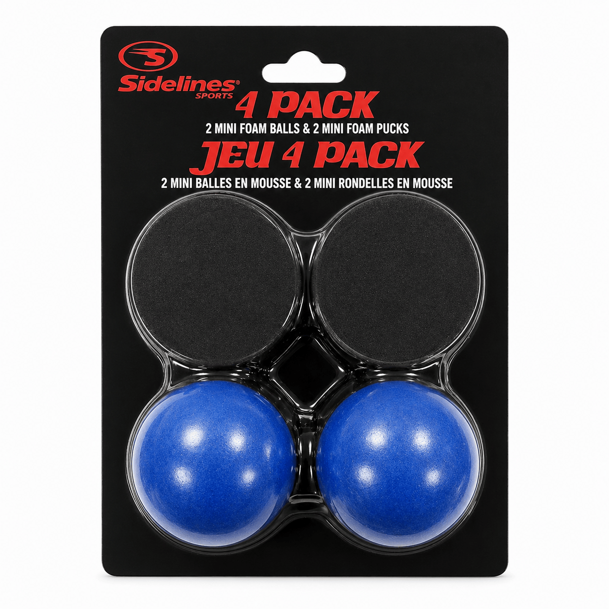Sidelines Sports Foam Mini Balls & Pucks - 4 Pack