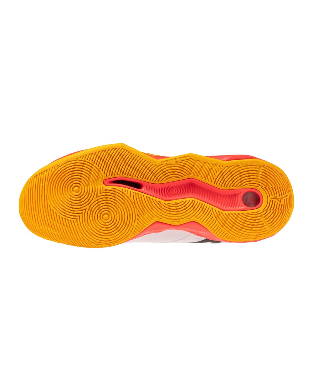 Mizuno Momentum 4 Pro Unisex Volleyball Shoes - White/Fiery Coral, outsole view
