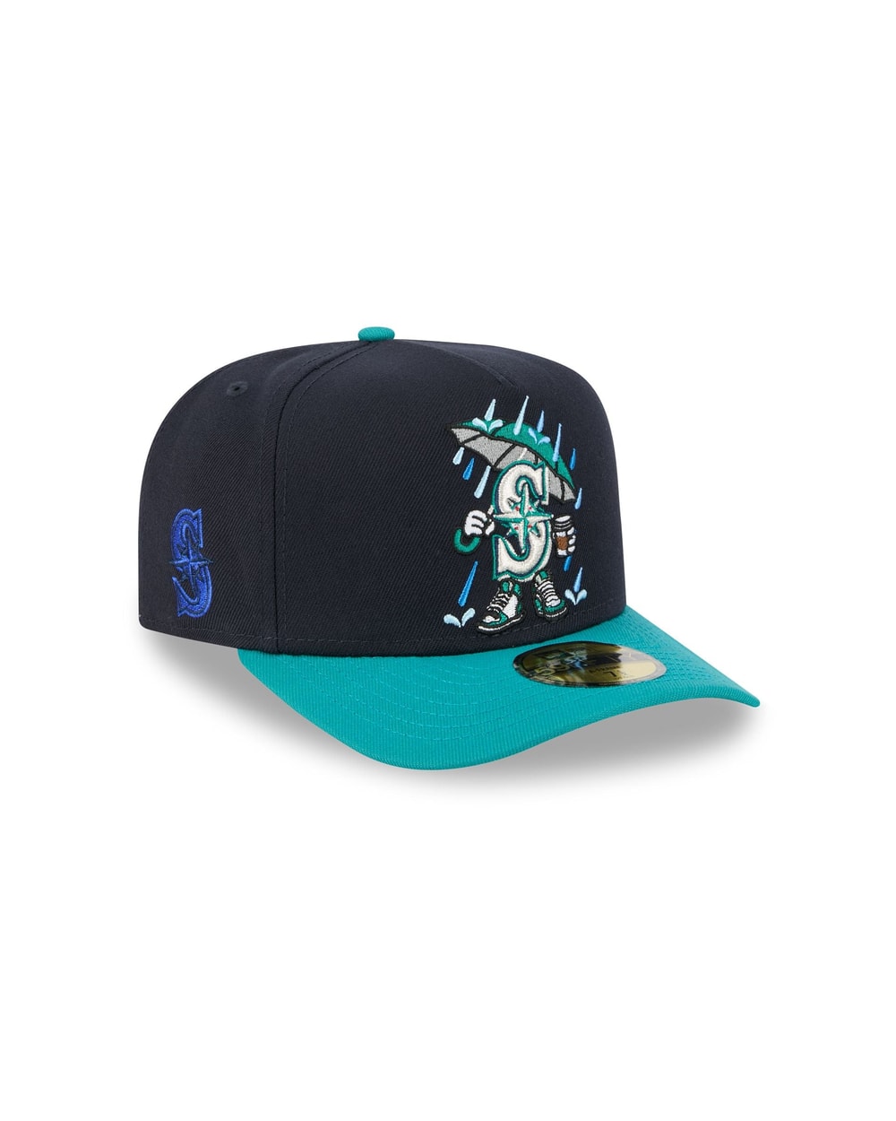 New Era Seattle Mariners MLB 2026 Cartoon A-Frame 59FIFTY junior fitted hat, three-quarter right view
