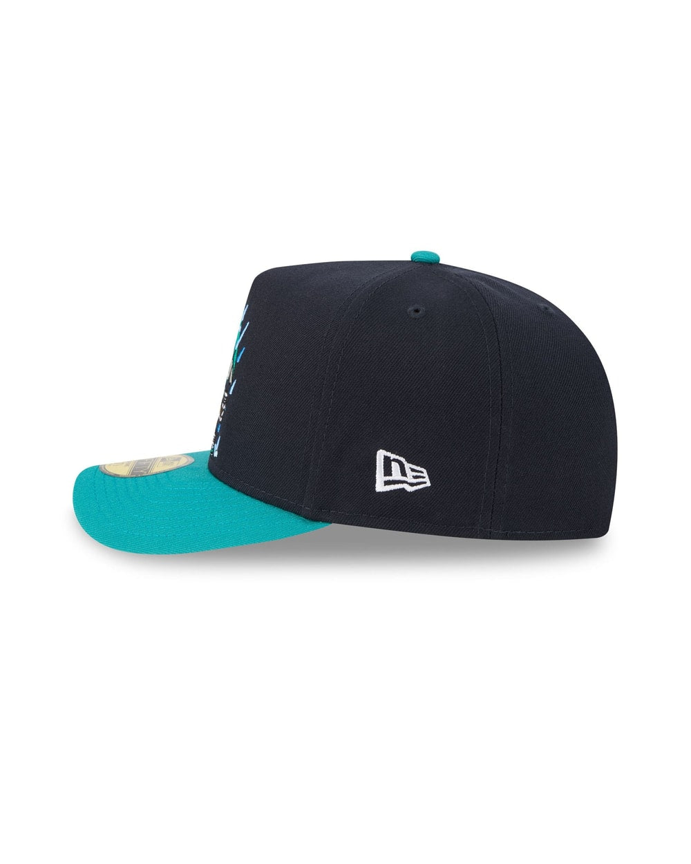 New Era Seattle Mariners MLB 2026 Cartoon A-Frame 59FIFTY junior fitted hat, left side view