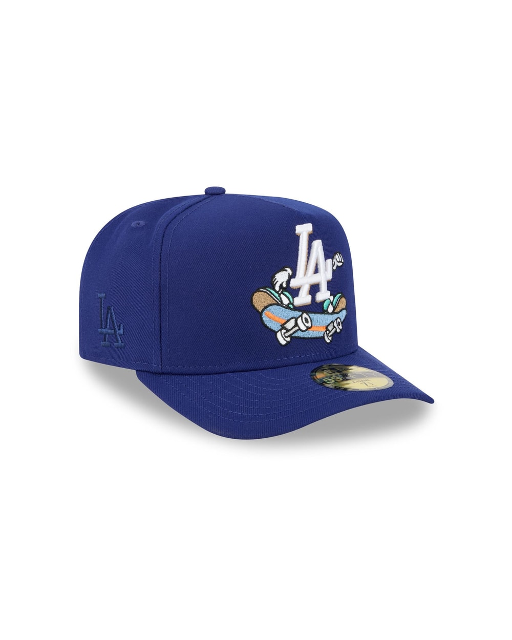 New Era Los Angeles Dodgers MLB 2026 Cartoon A-Frame 59FIFTY junior fitted hat, three-quarter right view