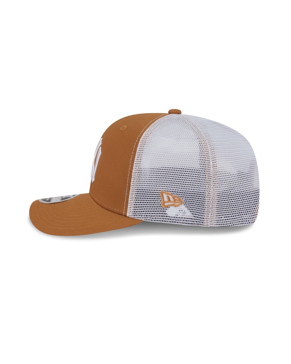 New Era New York Yankees Cooperstown Evergreen Trucker 9SEVENTY stretch-snap hat in bronze, left side view