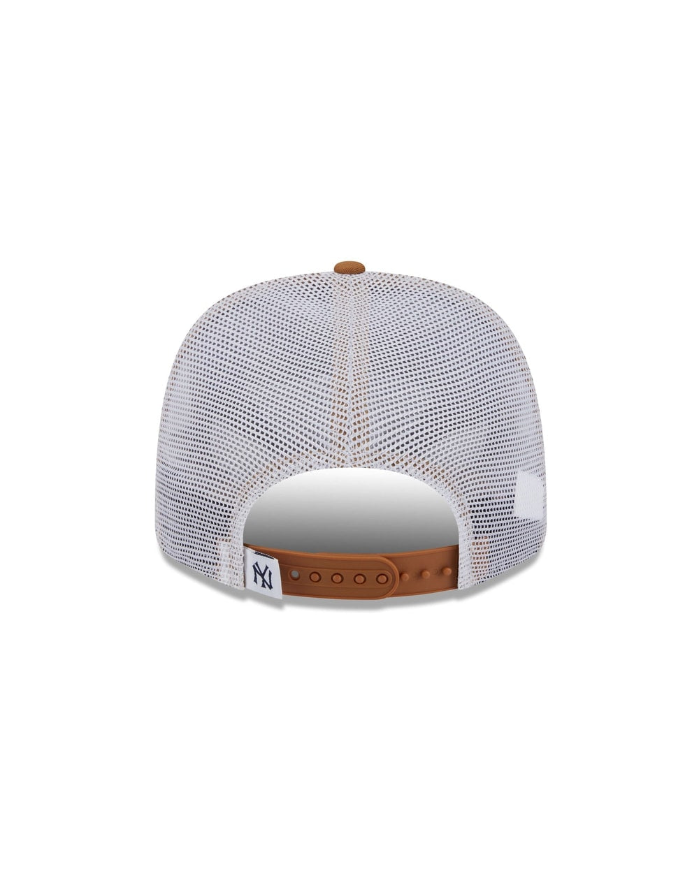 New Era New York Yankees Cooperstown Evergreen Trucker 9SEVENTY stretch-snap hat in bronze, back view