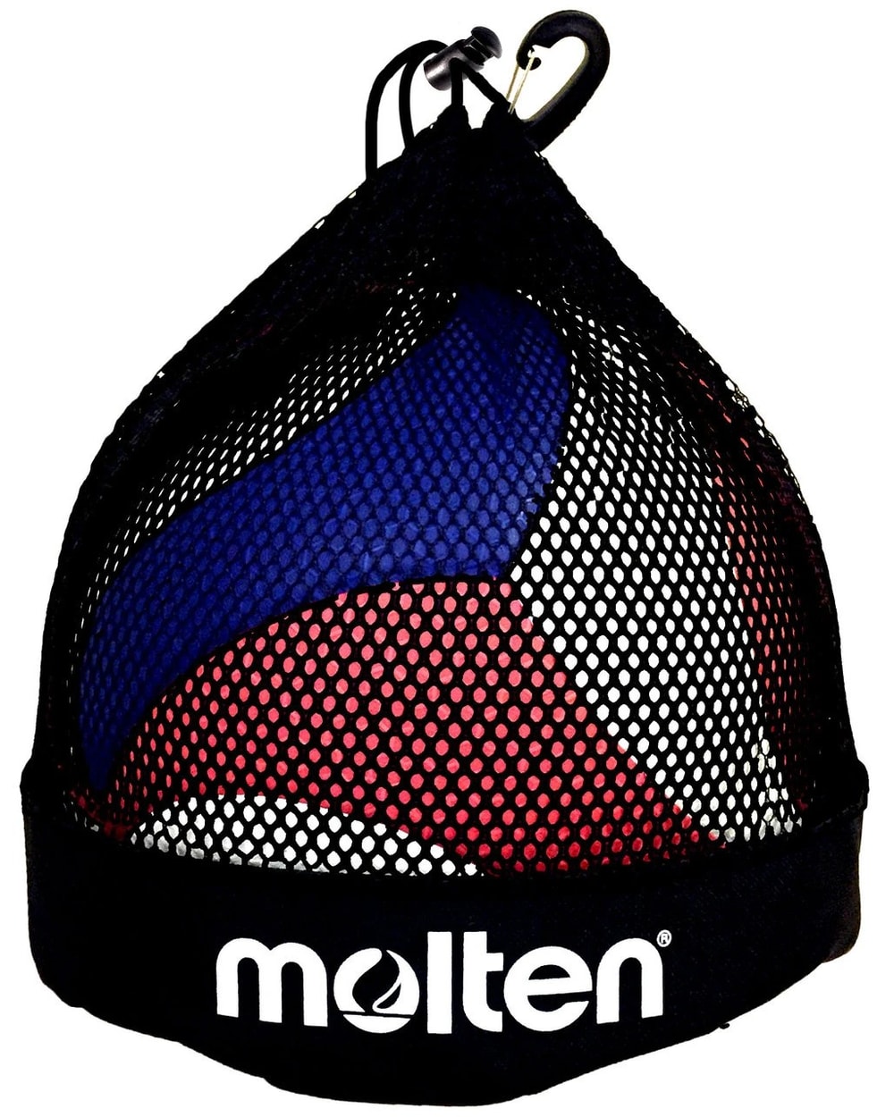 Molten One Ball Bag - Black, front view with volleyball inside
