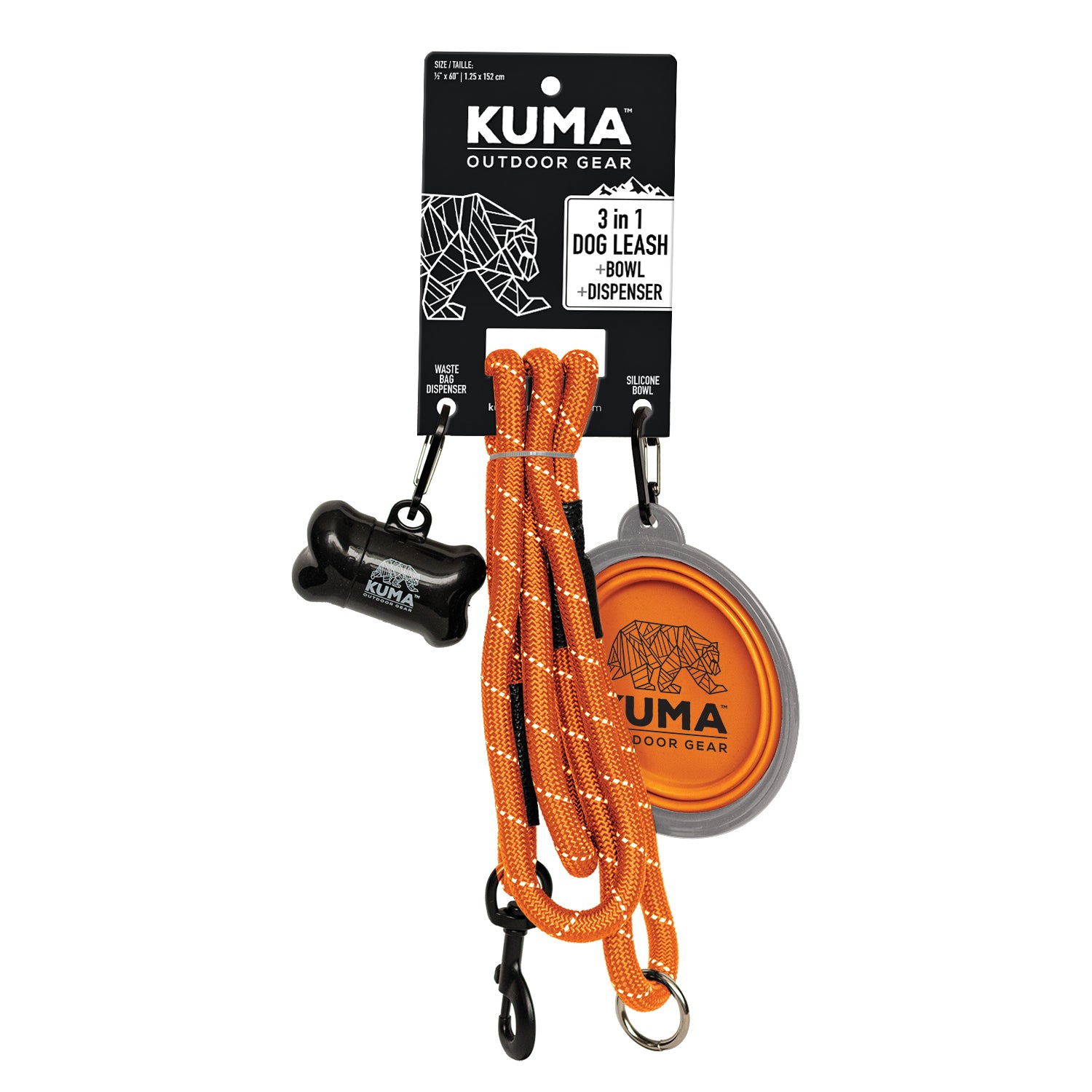 Kuma 3-in-1 Dog Leash - ORANGE/GREY