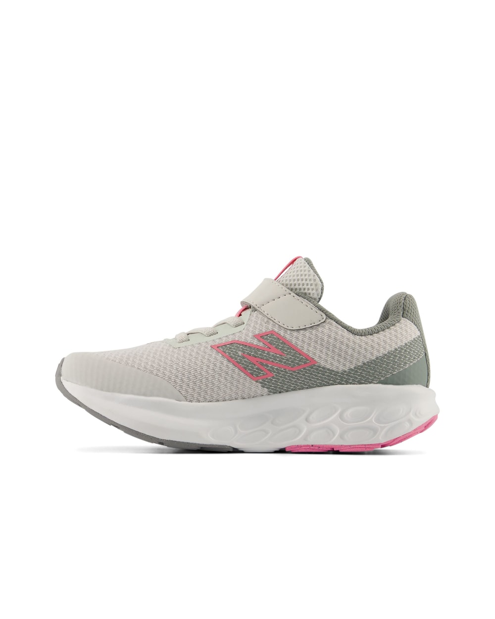New Balance Kids' 520 Hook & Loop Grey/Pink medial