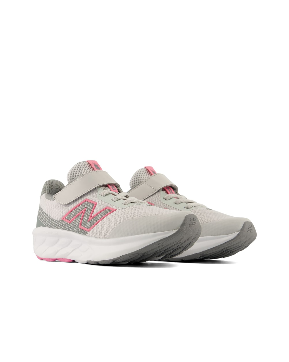 New Balance Kids' 520 Hook & Loop Grey/Pink heel