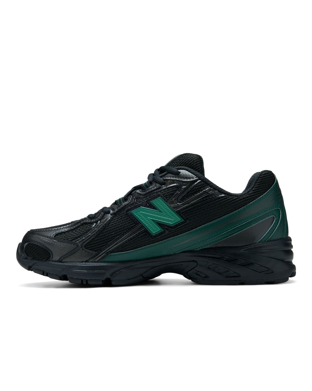 New Balance Men's 740 Running Shoes - Black/Nordic Green, medial view