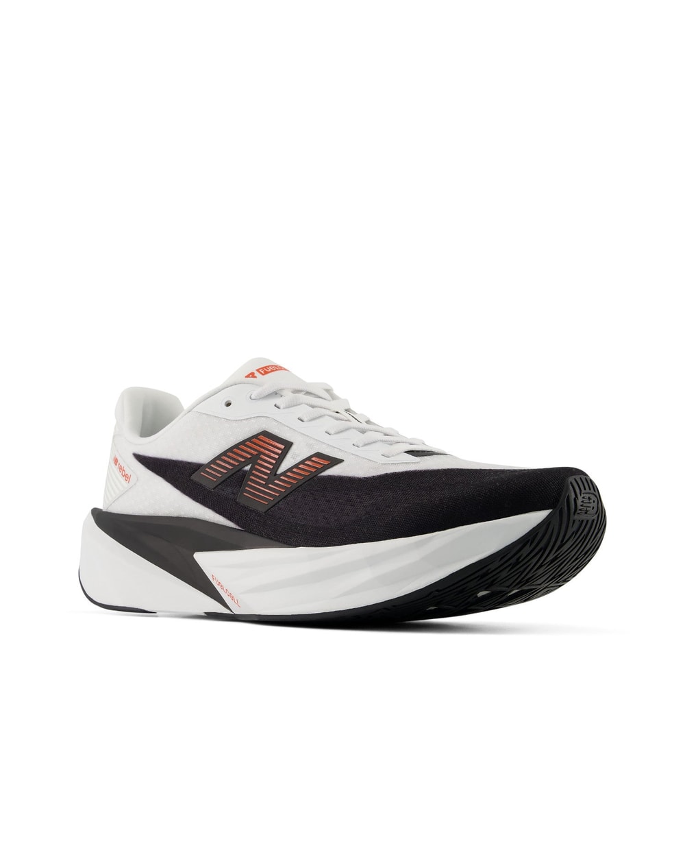 New Balance Men's FuelCell Rebel v5 Running Shoe in White/Neo Flame