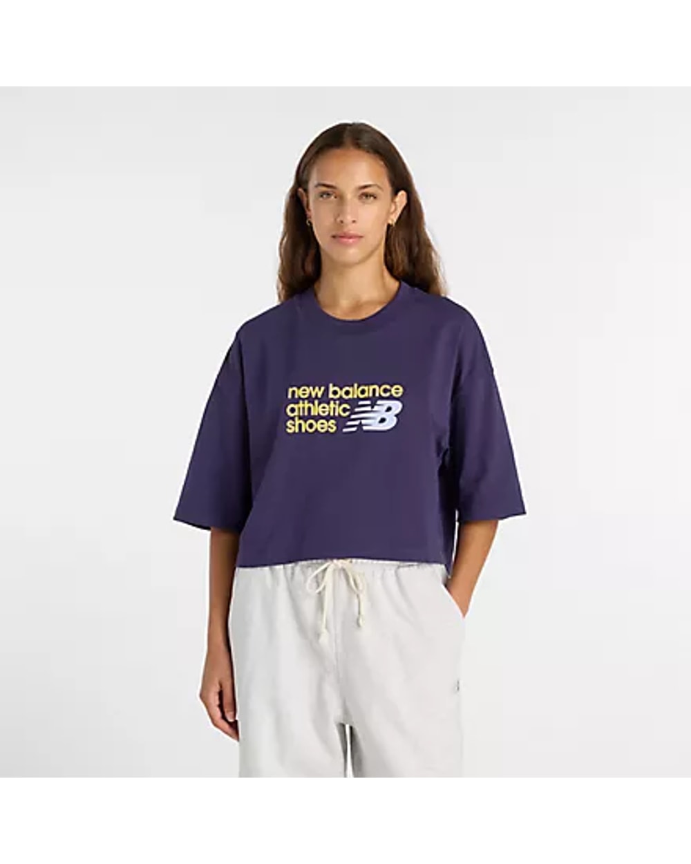 New Balance Women's Athletics Premium Chest Logo Cropped T-Shirt