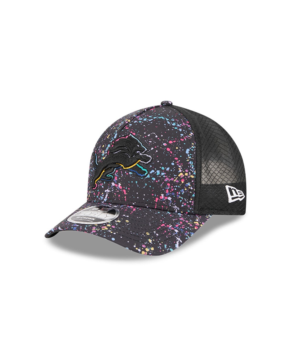 New Era Detroit Lions 2025 Crucial Catch 9FORTY M-Crown A-Frame Trucker Hat