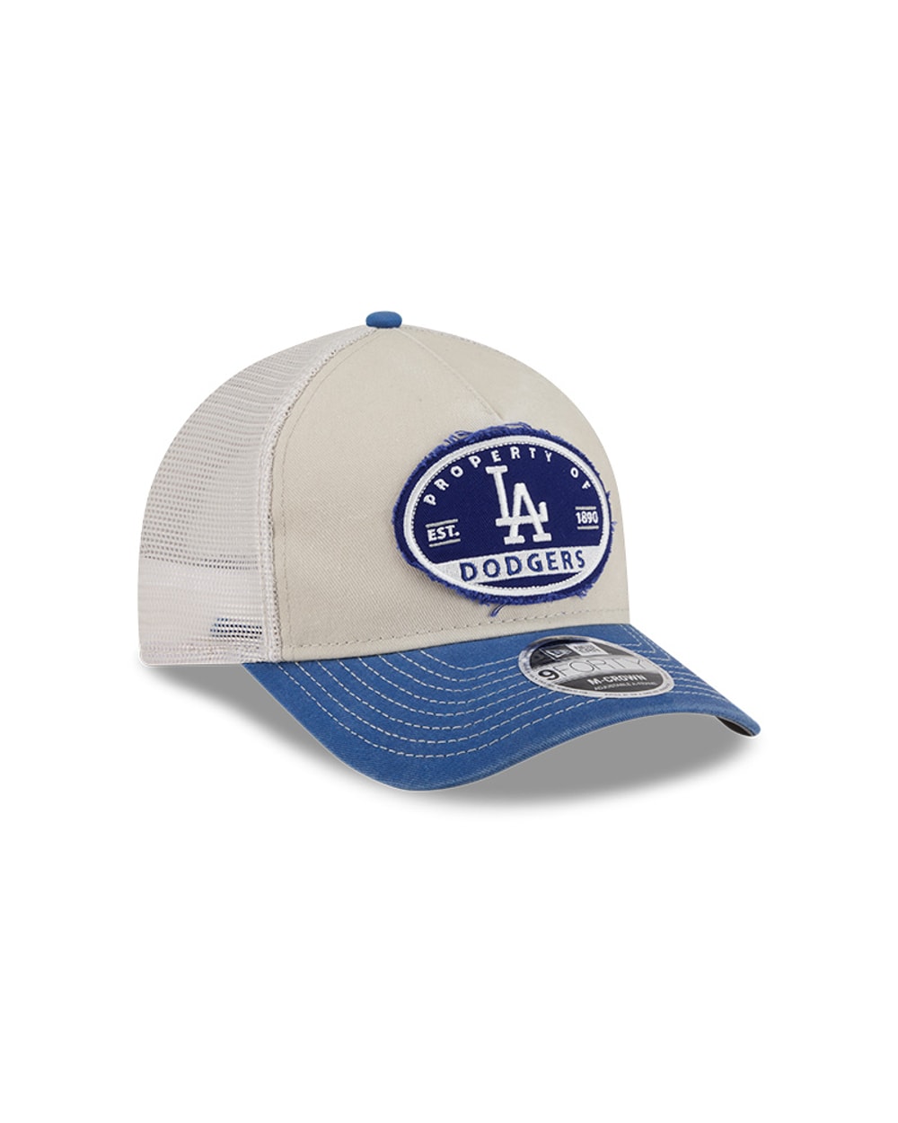 New Era Los Angeles Dodgers Frayed M-Crown A-Frame 9FORTY Trucker Adjustable Hat