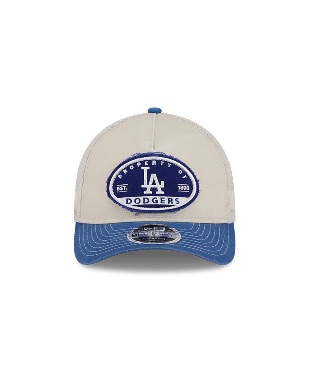 New Era Los Angeles Dodgers Frayed M-Crown A-Frame 9FORTY Trucker Adjustable Hat